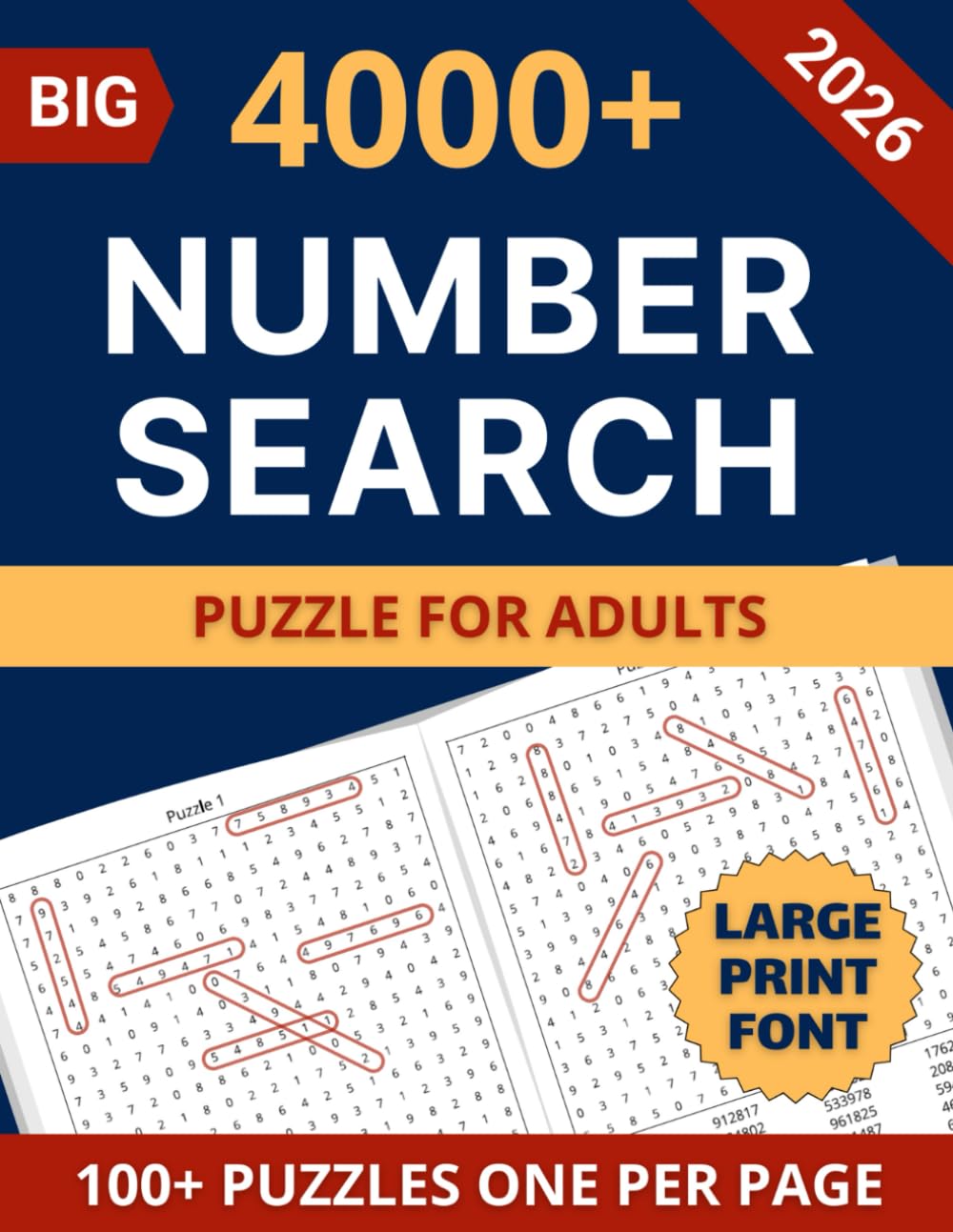 Number Search Puzzle Book for Adults: Challenge Your Mind with Over 4000 Numbers to Find, Large Print, Perfect for Seniors, One Puzzle Per Page
