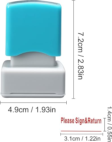 Miniatura 2 de WAFJAMF Sello con texto en inglés "Please Sign& Return Stamp", sello de oficina preentintado con tinta roja recargable, preinstalado, mediano