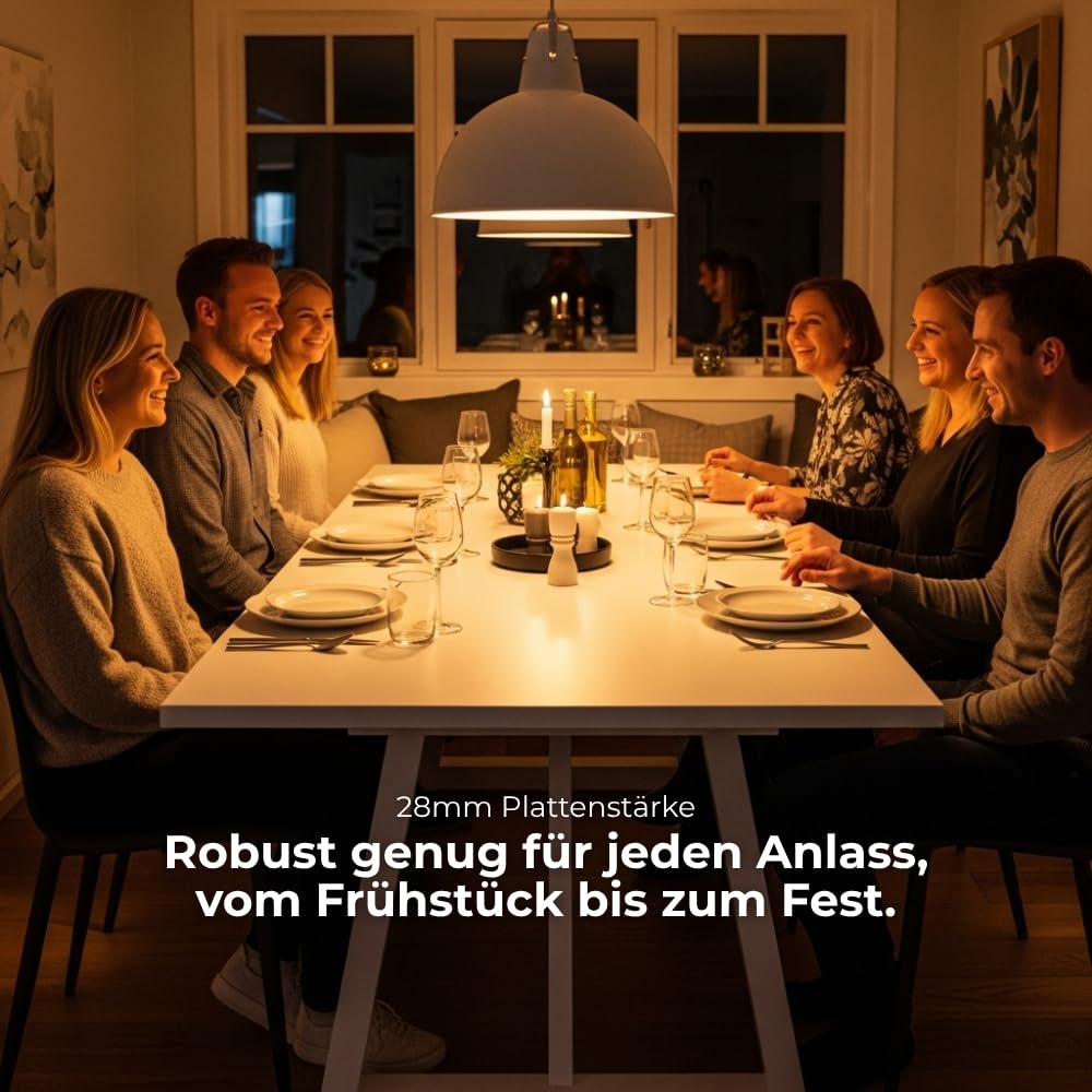 AUPROTEC Tischplatte 28 mm | 180x100 cm 6 Personen | extra stabil & dick für Esstisch/Wohnzimmer | wasserabweisend & Kratzfest | Anthrazit | 2 mm ABS-Kante
