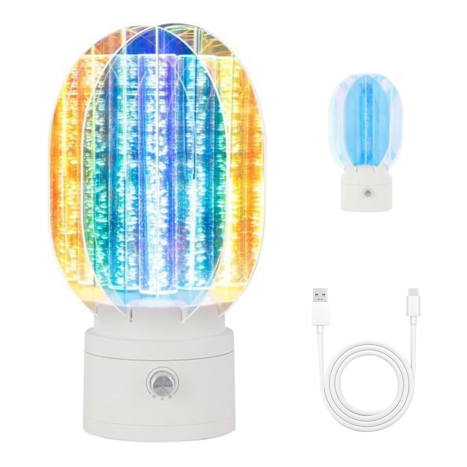 Veilleuse Aurorale Rotative 3D, Veilleuse Aurorale À Lueur Douce Rotative À 360°, Rechargeable, À Intensité Variable, Projecteur Lumineux À Rotation Progressive en 7 Couleurs pour la Maison