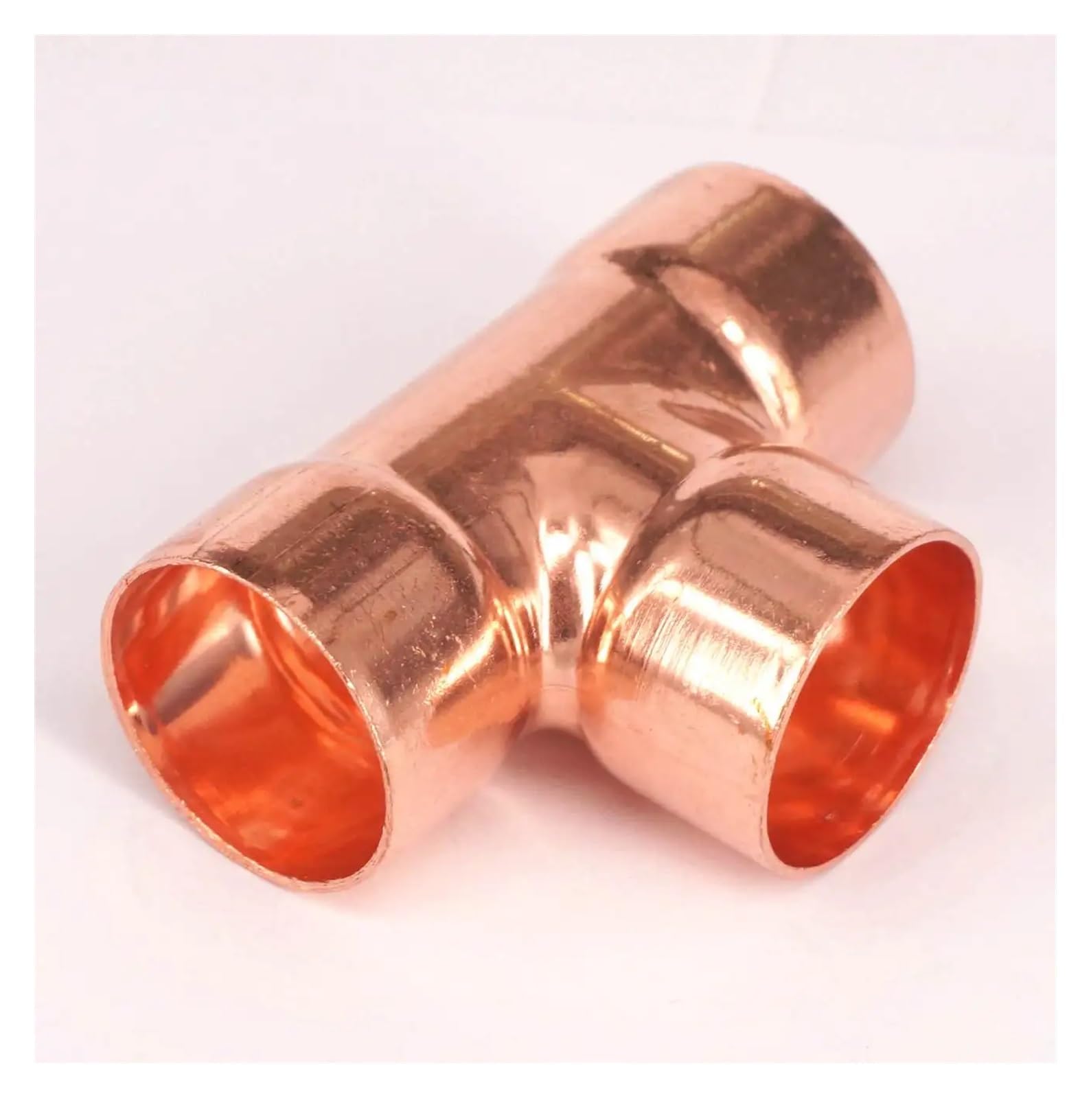 BHBHCPZGR I.D 38x1.2mm Copper End Feed Euqal Tee 3 Ways Pipe Air Conditioner Refrigeration Water Heater