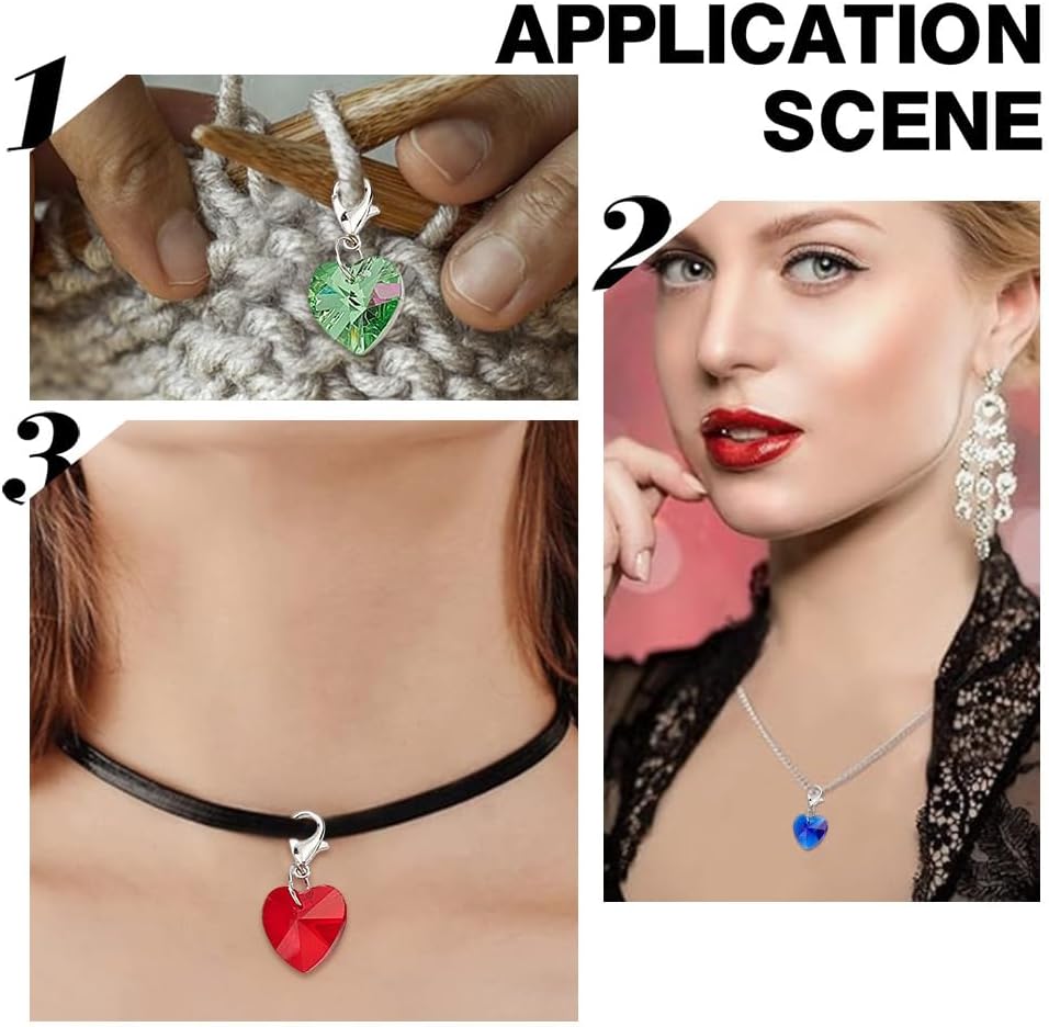 Heart Glass Charms Faceted Heart Pendants Valentine Charms Crystal Dangle Charm with Bail Hanger Love Pendant Charm for Valentines Necklace Bracelet Earring Jewelry Making - Image 5
