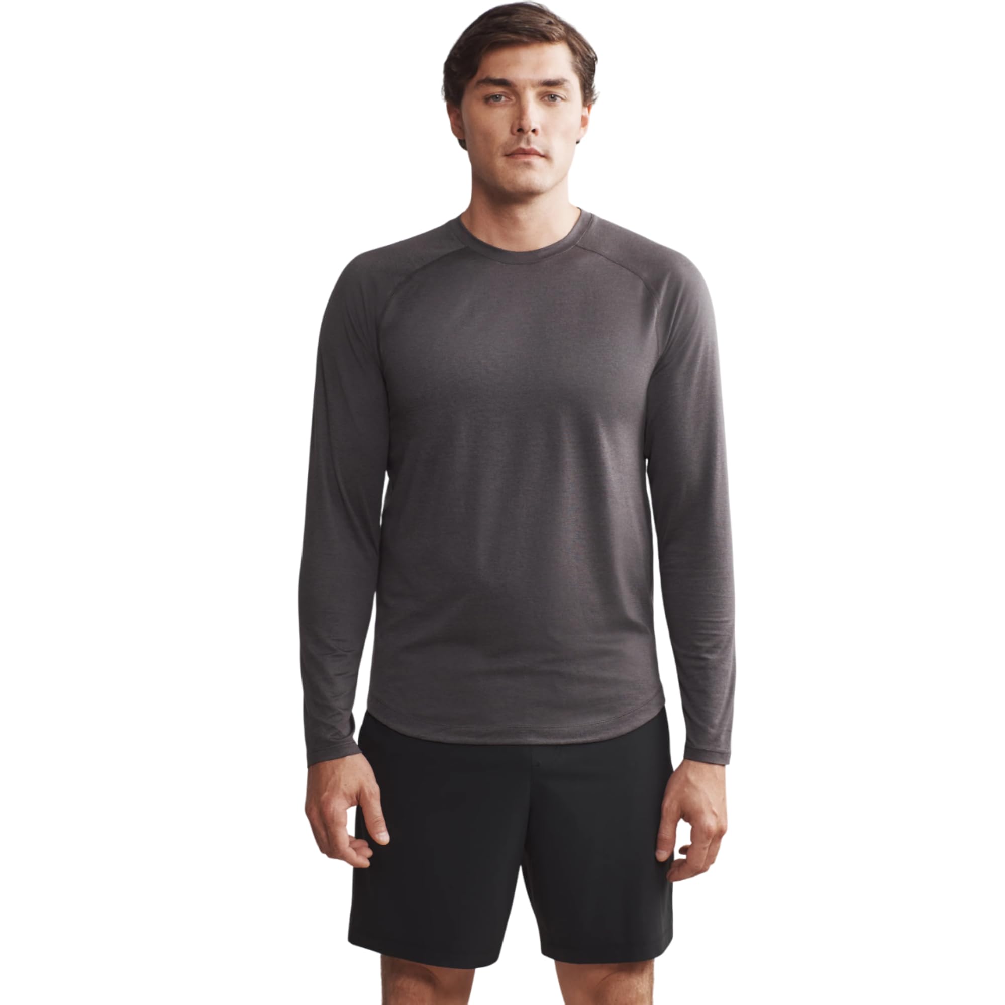 Rhone Atmosphere Long Sleeve Tee - Ultra-Soft Everyday Mens Shirts, Lightweight, Moisture-Wicking, Anti-Odor, Asphalt Heather, S