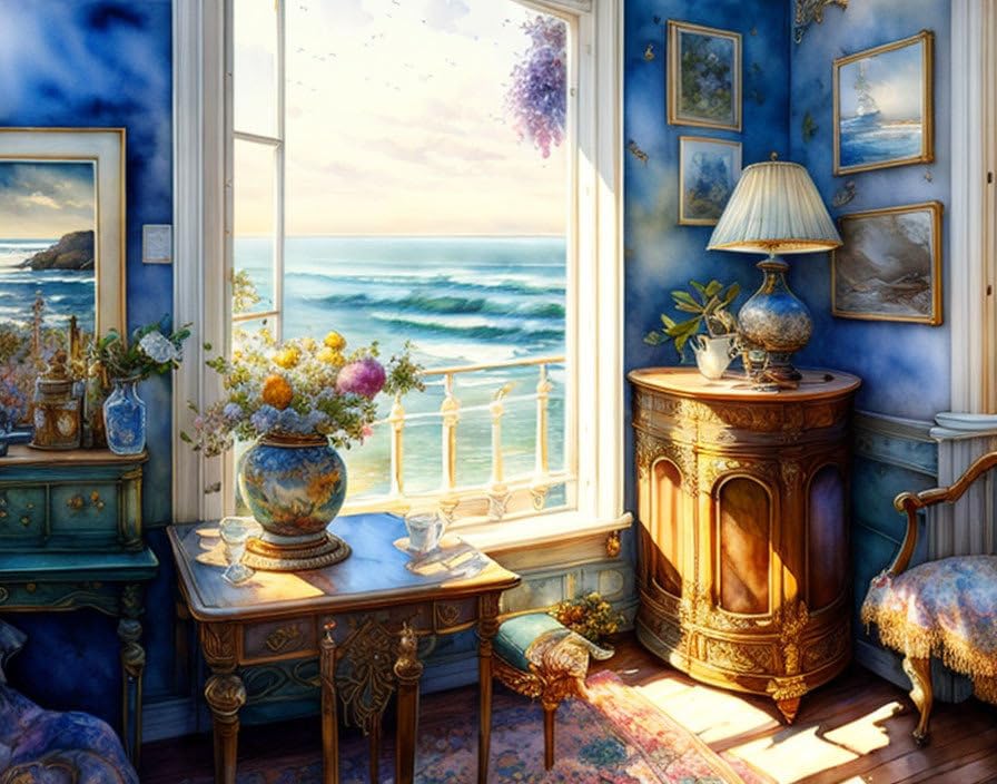 Art mural affiches sur toile salon victorien premium 58 x 90 cm