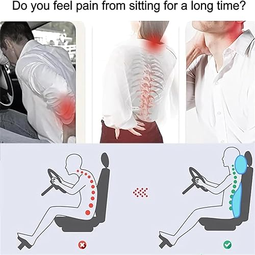 Miniatura 6 de LUCOJET Juego de almohada de apoyo lumbar y reposacabezas de automóvil, espuma viscoelástica y funda extraíble transpirable, diseño ergonómico para