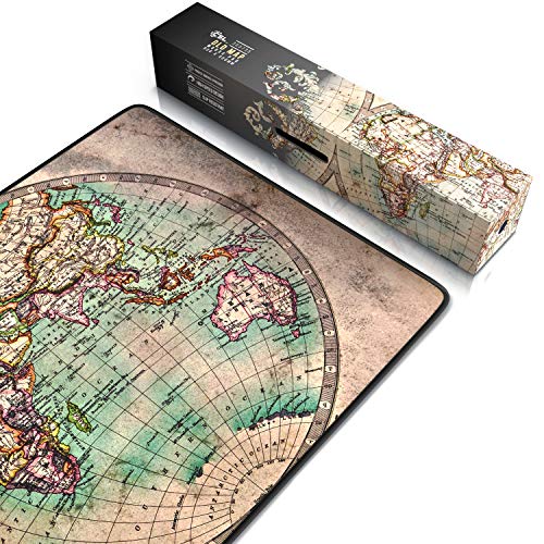 CSL – Tappetino per Mouse Oversize 900x400mm – Mousepad XXL con Stampa - Tappeto Extralarge – per precisione + velocità – per Mouse e Tastiera - Old Map