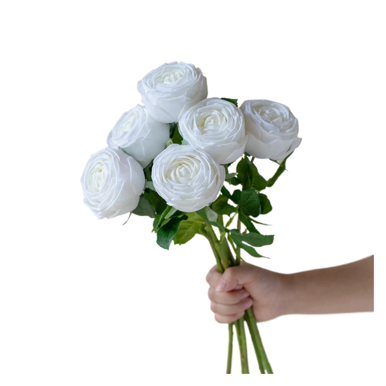 Casetlong 6Pcs Light Pink Bouquet Artificial Flowers Spring Wedding Flower Arrangement Party(White Rose)