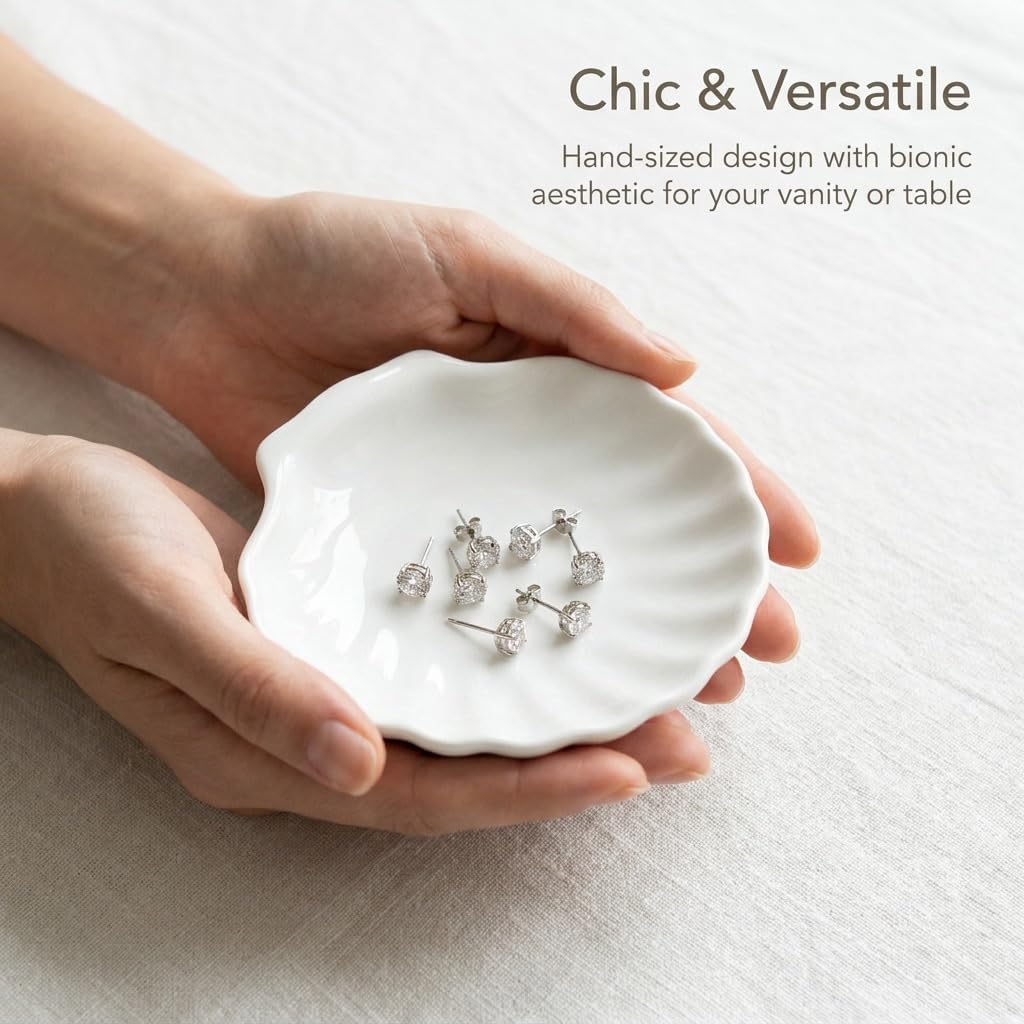 3 pcs Dessert Plates Seashell Ceramic Shell Shaped Dip Bowls