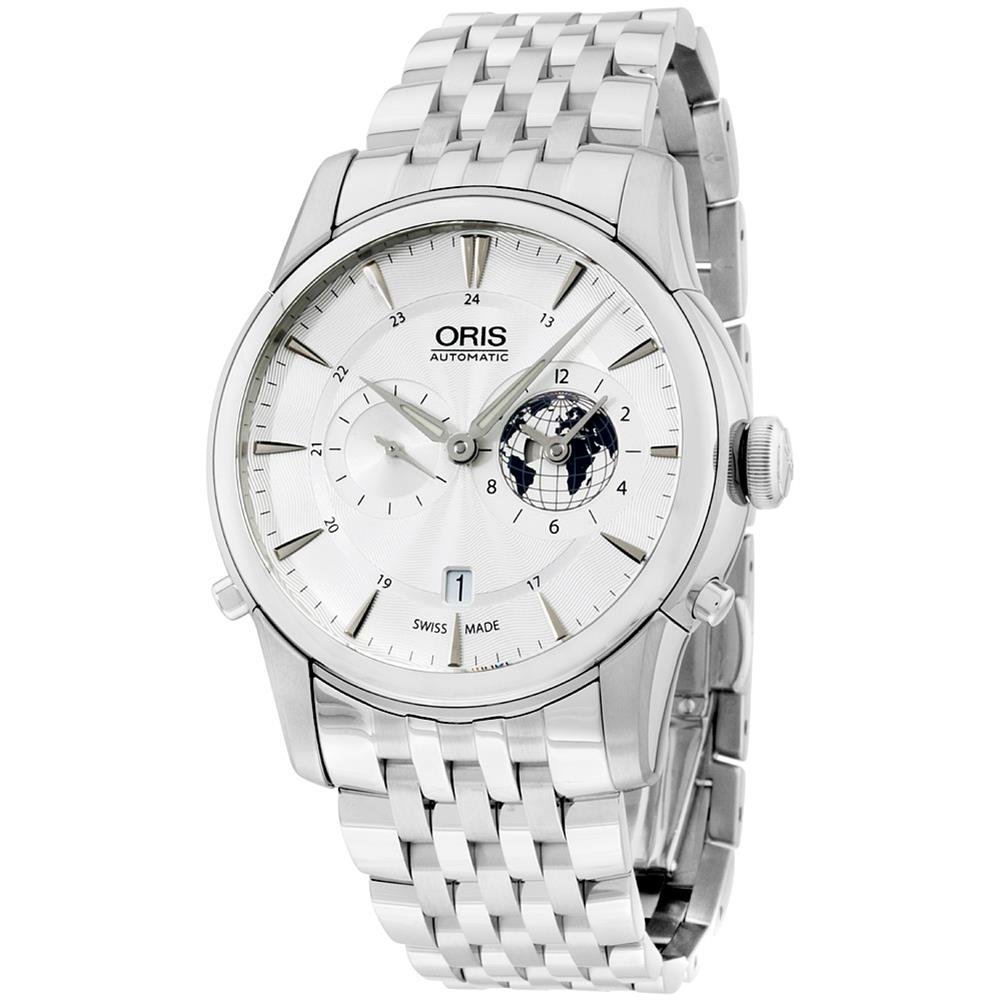 Oris Artelier GMT Automatic Silver White Dial Stainless Steel Mens Watch 690-7690-4081MB