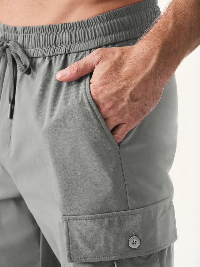 JMIERR Mens Casual Cargo Joggers Pants Elastic Waist Drawstring Stretch Relaxed Fit Work Pants Tapered Sweatpants - Image 5