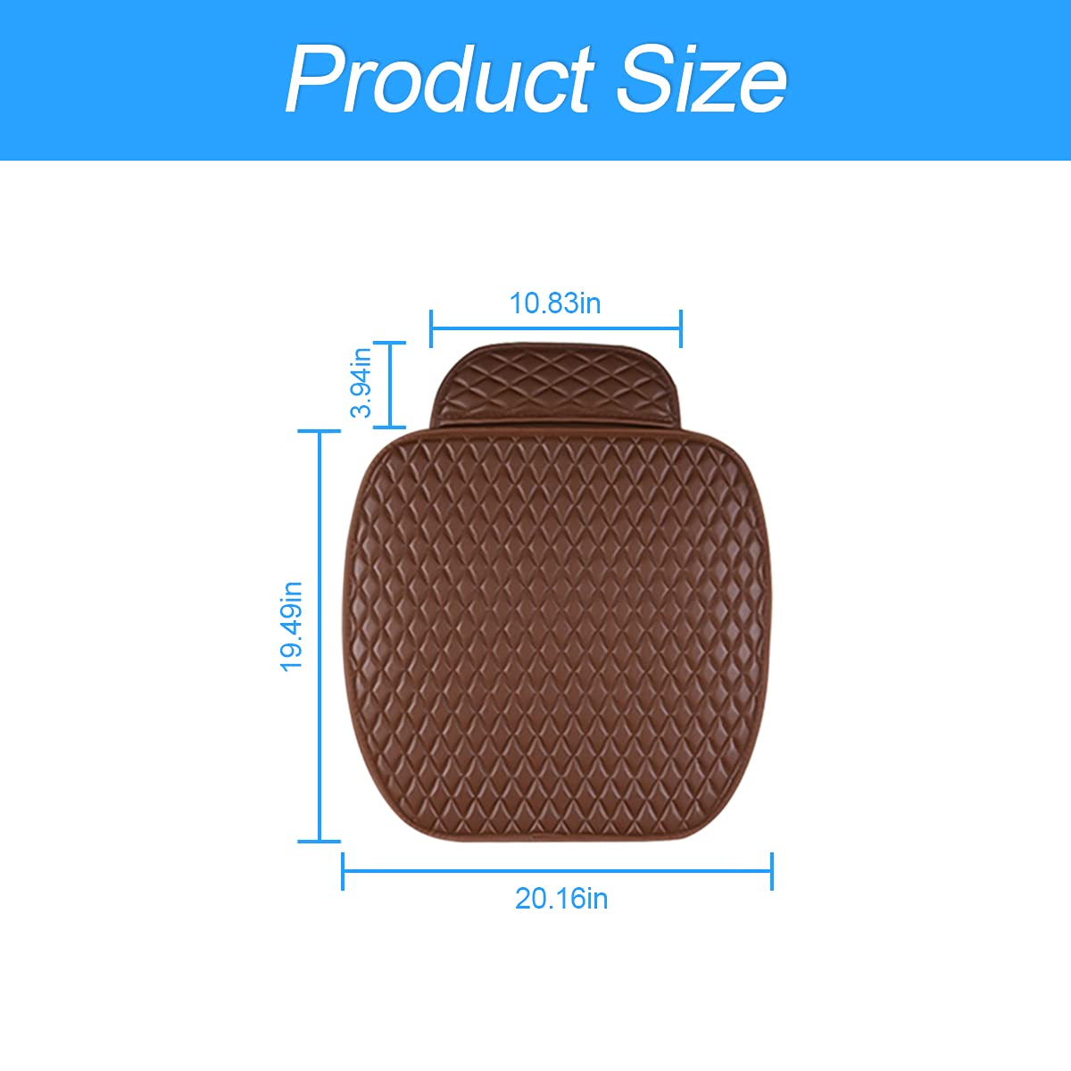 Funda de cuero para asiento de automóvil, cojín de asiento de automóvil, cómodo, compatible con el 90% de vehículos, autos, SUV, accesorios interiores de automóvil para hombres y mujeres (café) 2