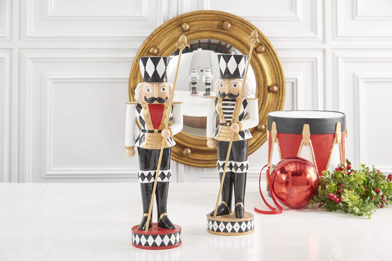K&K Interiors 53515A 20 Inch Large Red and White Soldier Nutcracker with Staff