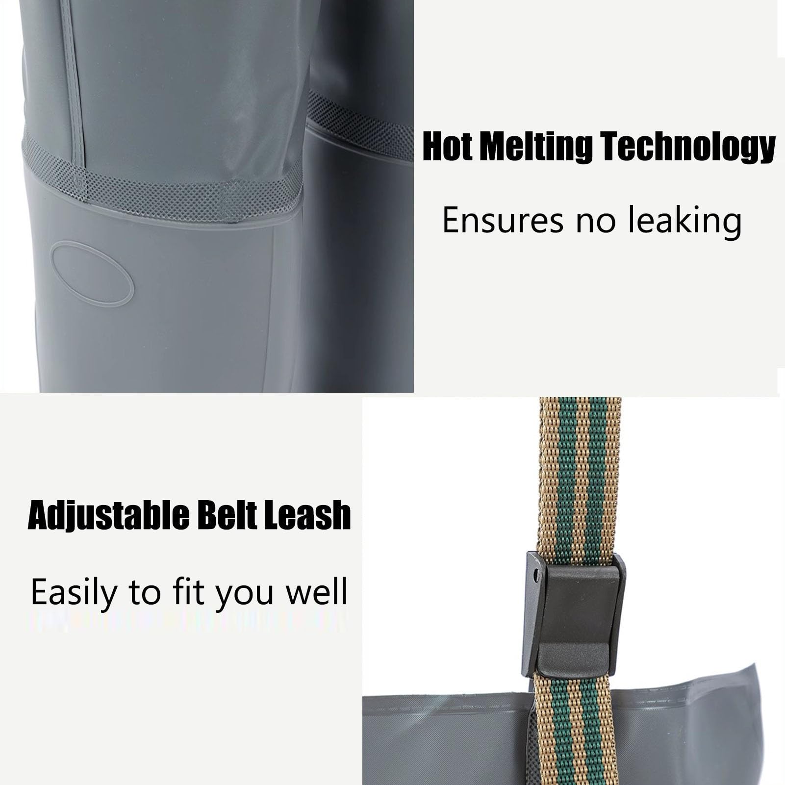 Waders Pesca Wader da Pesca per Uomo E Donna, 2 Strati di Nylon/PVC Impermeabili, Stivali da Pesca Alti 80 Cm, Facilmente Regolabili