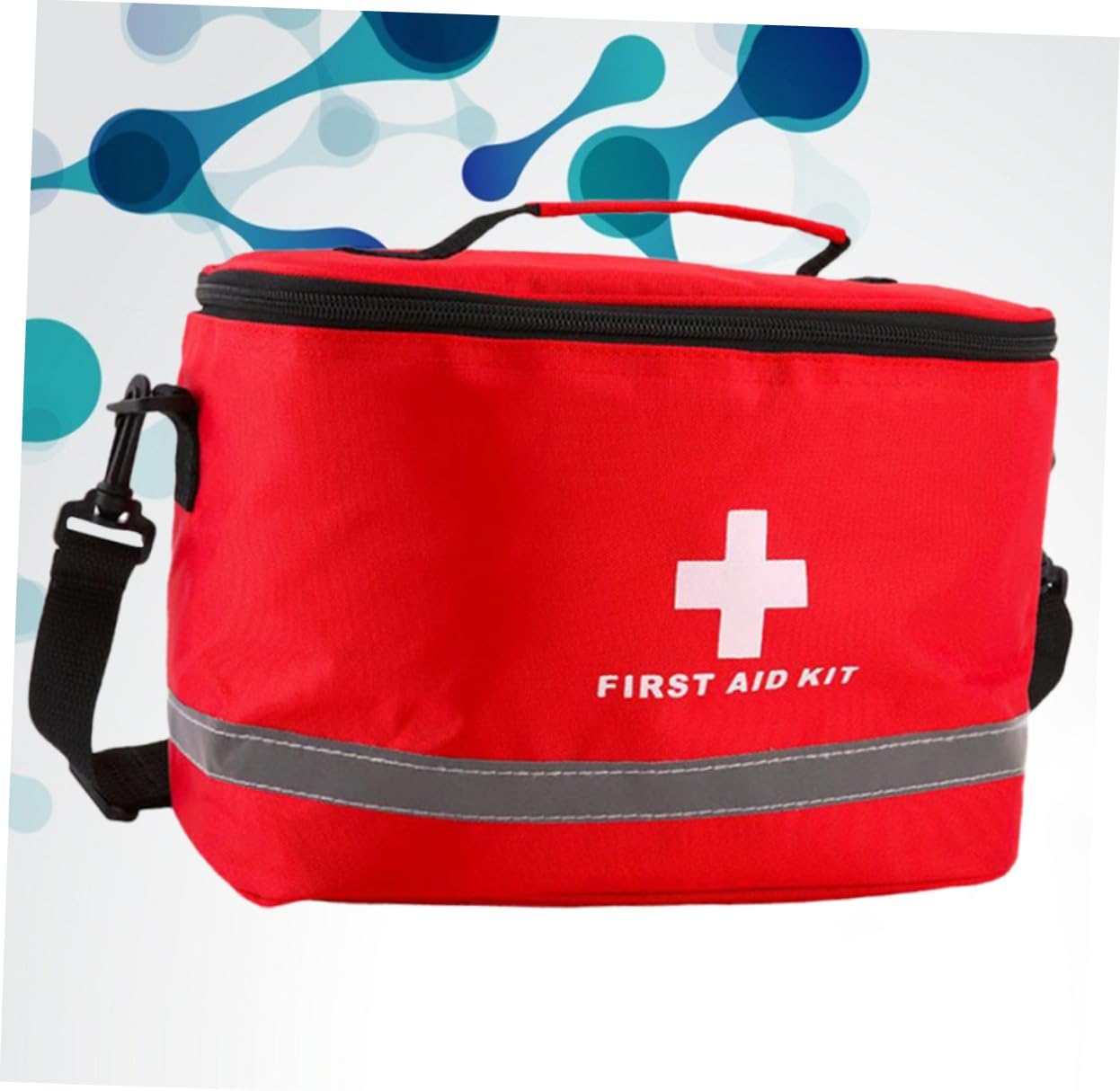 Red Cylinder Shape First Aid Bag Portable Survival Kit with Shoulder Strap Durable Emergency Organizer for Travel Outdoor Activities Random Color
