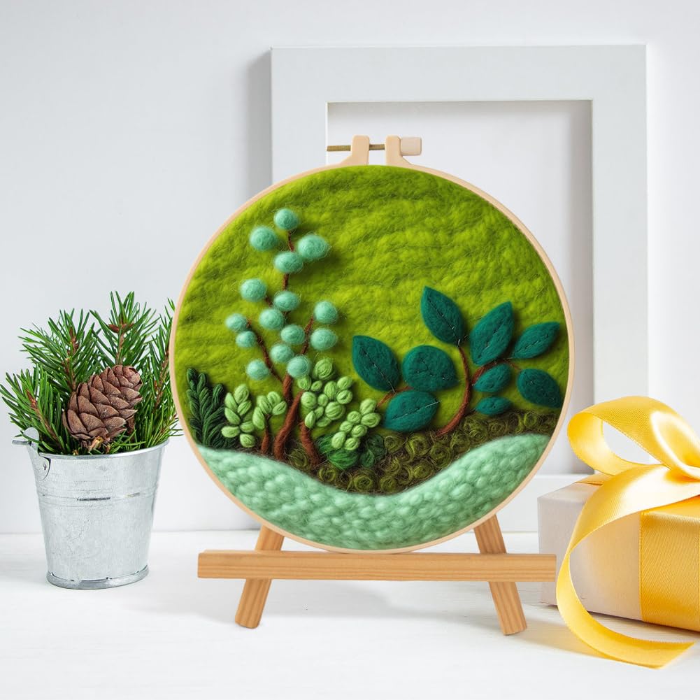 Zcargel DIY Wool Felt Painting Kit for Beginners Animals Pre-Stamped Pattern Kits for Adults with Hoop Needle Felting Starter Set with Frame Tools Instructions for Home Decoration Beginner Art Craft