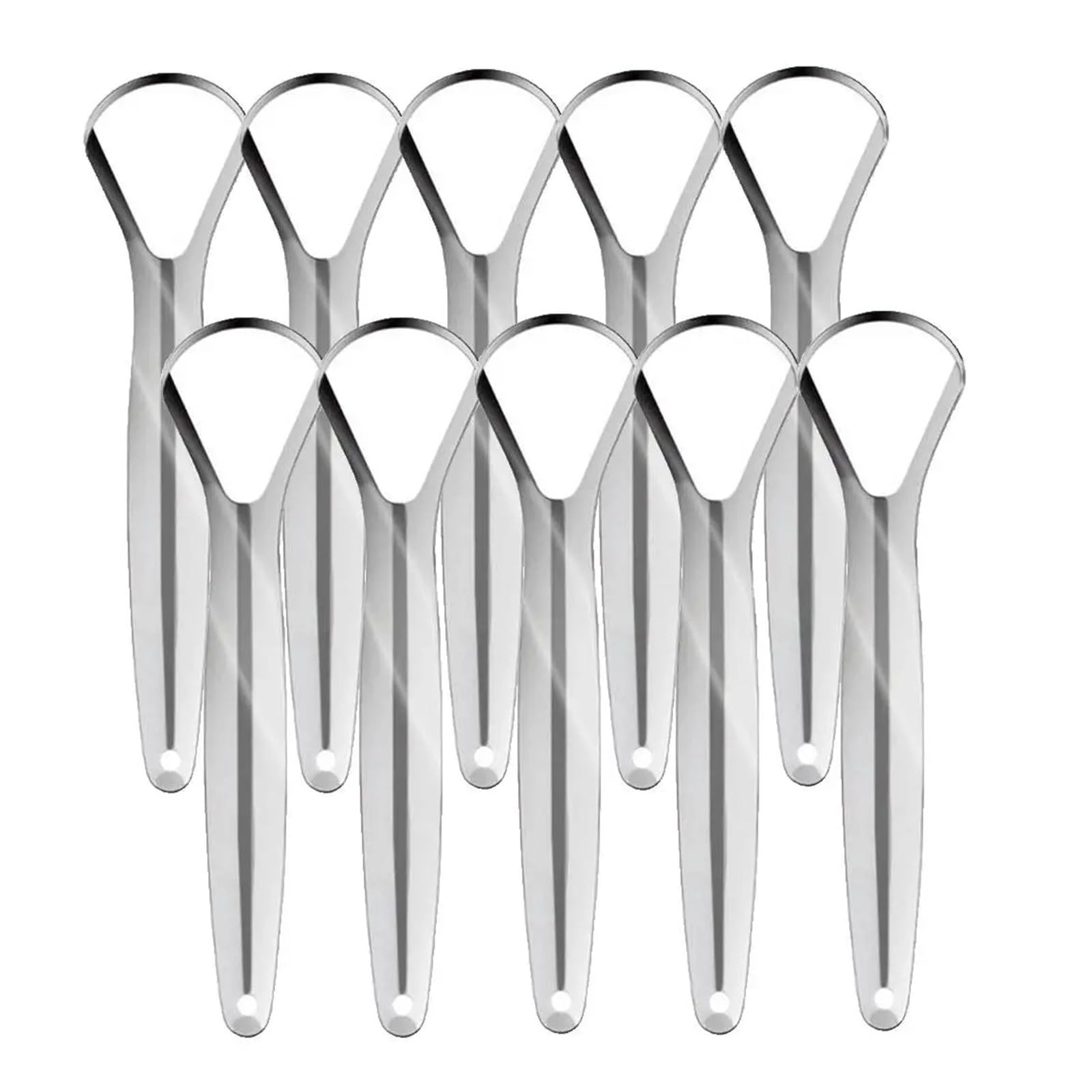 Raspador de lengua portátil una sola capa, acero inoxidable reutilizable, for aliento fresco, 1/3/5/10 Uds(20Pcs)