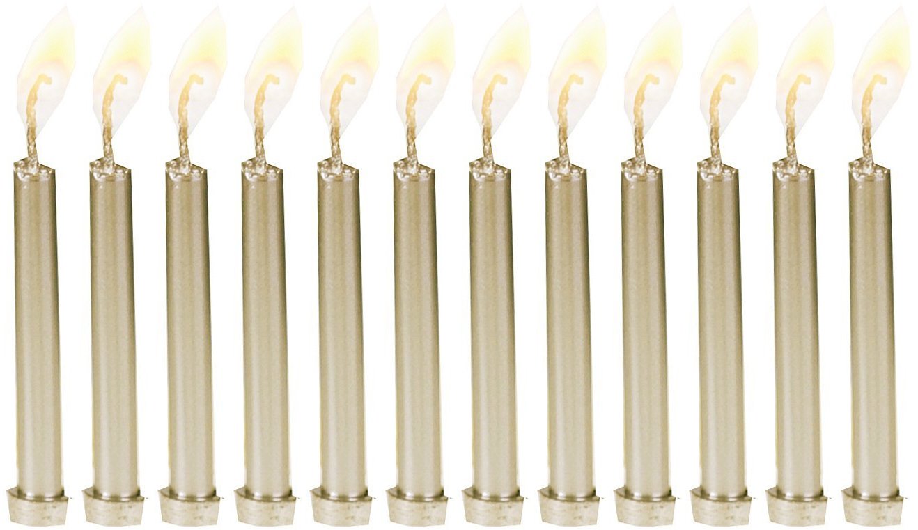 Biedermann - 12 velas metálicas de cumpleaños en soporte, color dorado