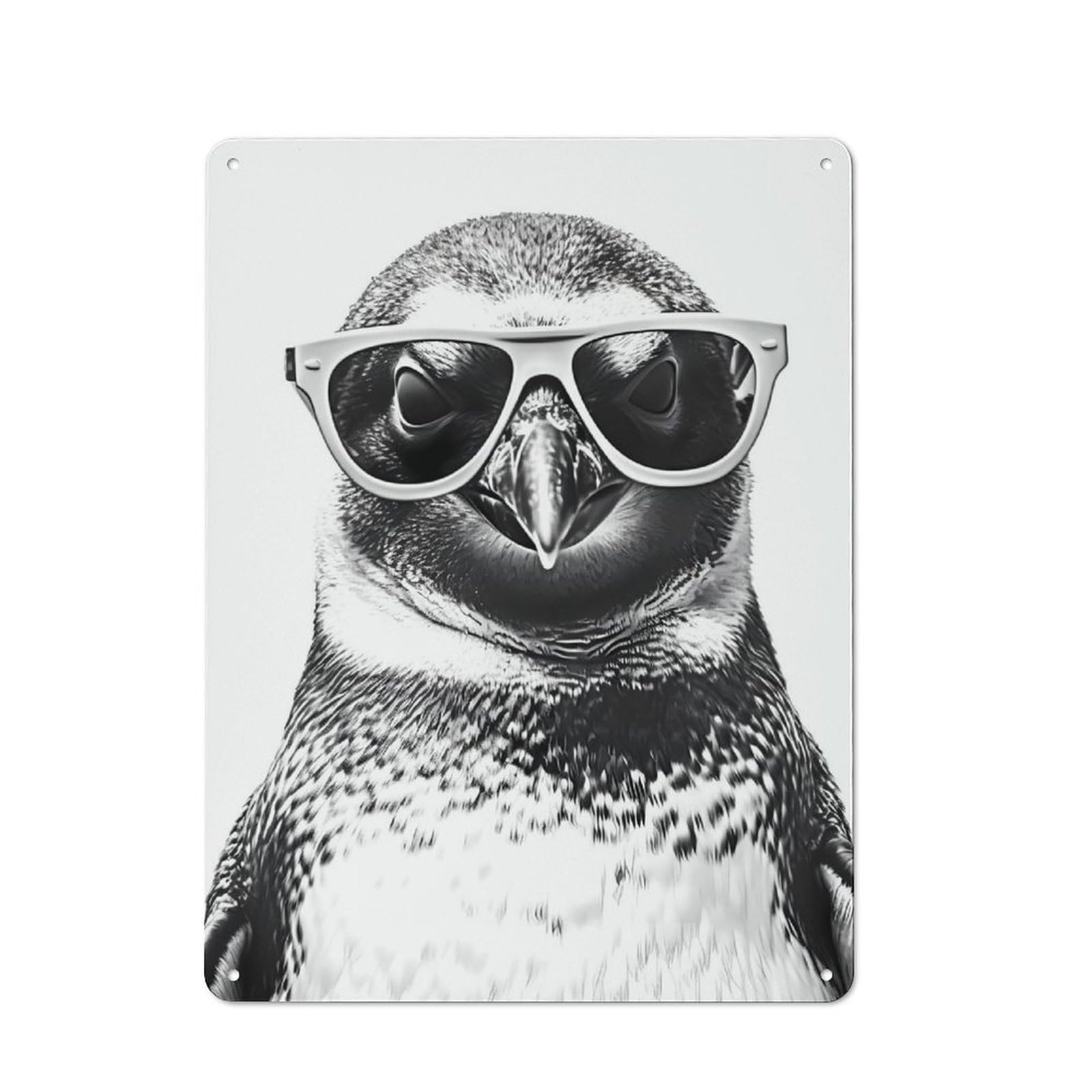 Junmoney Penguin Sunglasses Vintage Tin Wall Plaque 40X30cm For Workshop Wall, A Decorative Christmas Gift For Makers And Diy Enthusiasts