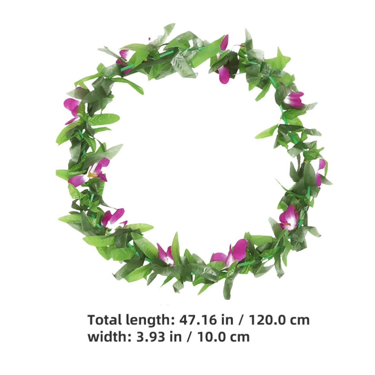 Healvian Juego de 12 Piezas de Collares Hawaianos Flores Vibrantes y Hojas Verdes, Decoracion Fiesta Verano para Celebraciones Tropicales y Hawaianas