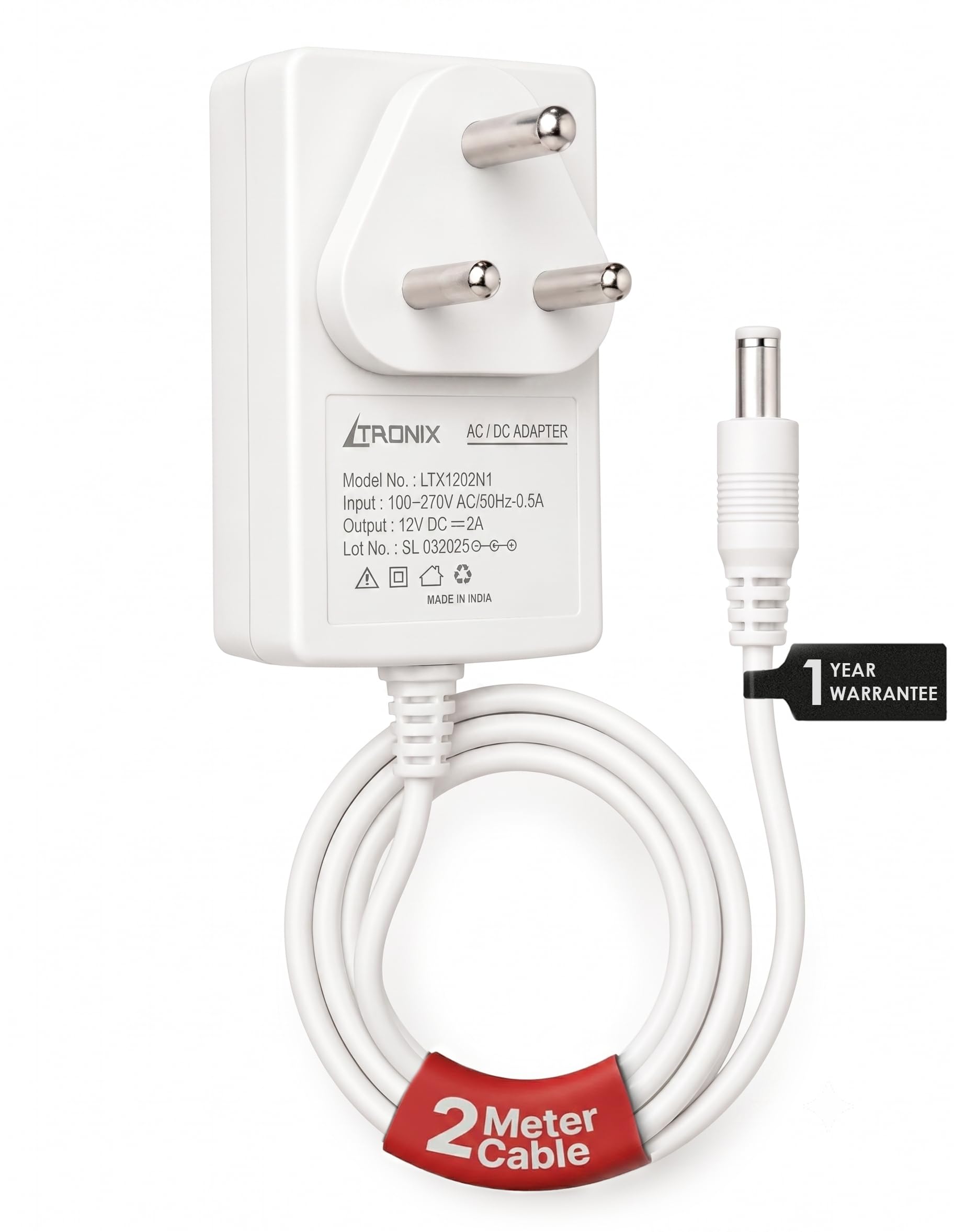 LTRONIX 12V 2A Power Adapter, Power Supply for Router, LED Strip, CCTV Camera, Modem, Set Top Box/DTH Box, DIY Boards, 5.5mm Jack, 24 Watt DC Output (White) (2, Amps)-image-43