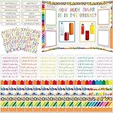 Dispowreath 93 Pcs Science Fair Board Supplies 60 Trim Scalloped Poster Boards 6 Project Titles 8 Letter Sticker 27 Letter Sticker Self Adhesive for Classroom Display Christmas(Lively Crumbs)