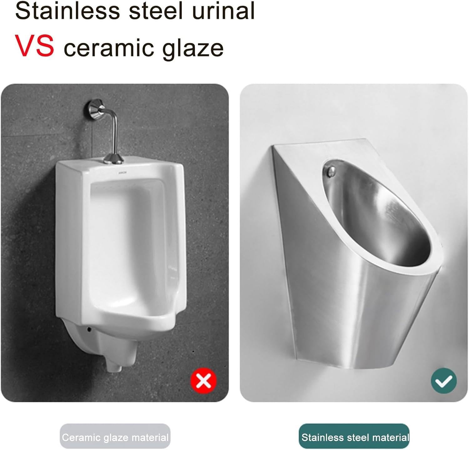 Orinatoio da Uomo a Parete 304, orinatoio da Uomo in Acciaio Inossidabile con induzione Automatica, per Servizi igienici pubblici Rosegold-Urinal+Sensor