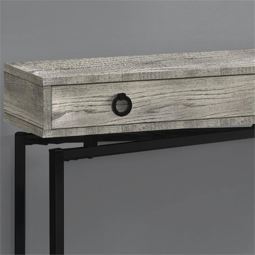 Monarch Specialties Console Sofa Accent Table, 42" L, Grey Reclaimed Wood-Look/Black Base