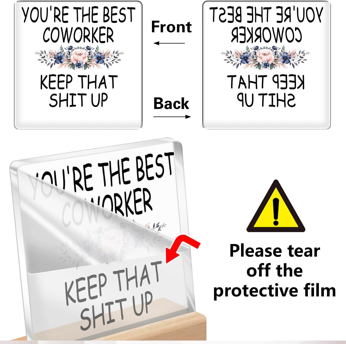 Funny Coworker Gifts for Women,Appreciation Gifts for Coworkers,Thank You Gifts for Coworkers,You're the Best Coworker Acrylic Desk Plaque Sign for Office Shelf Table Decor A244 - Image 3