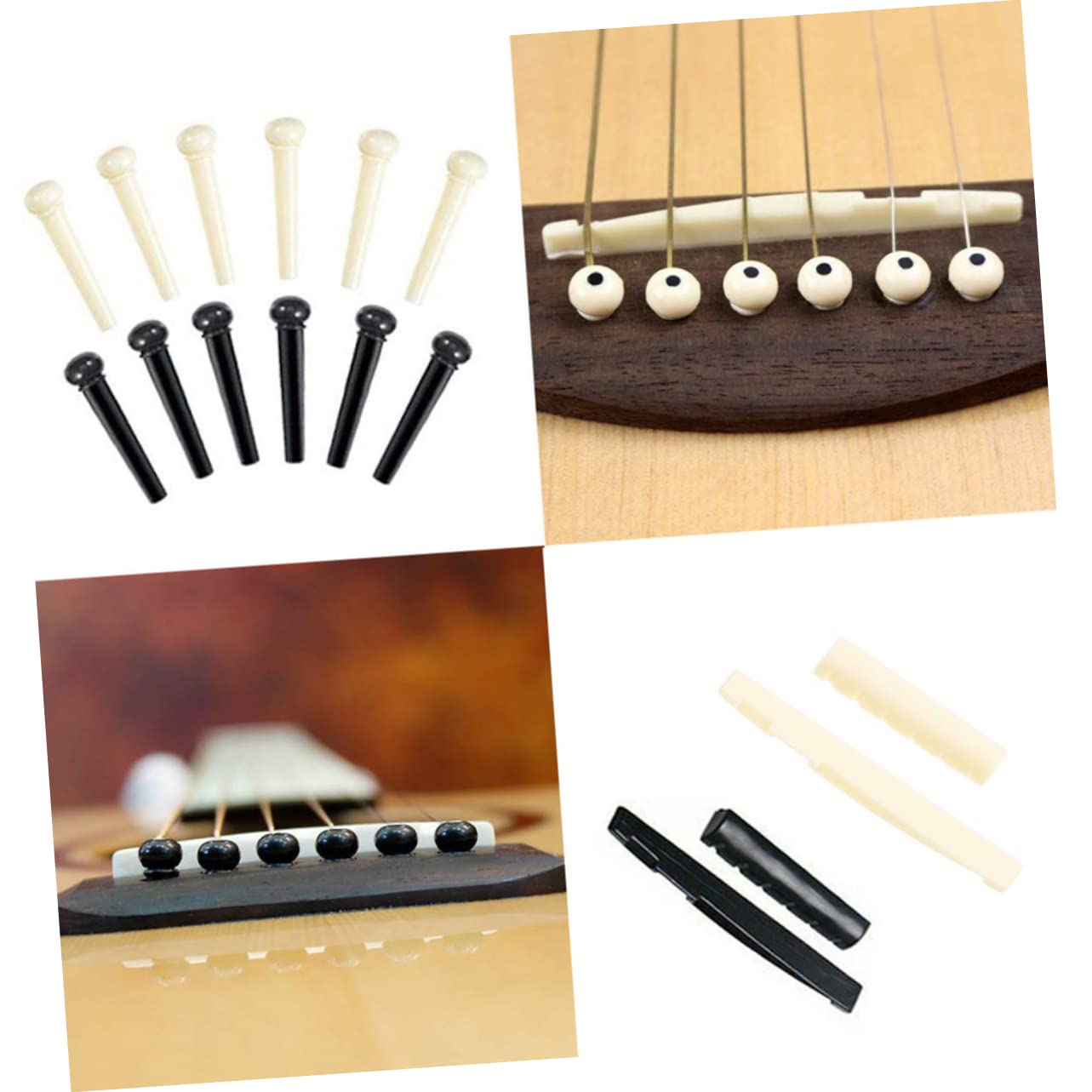 BESTonZON 3piezas Kit De Accesorios Para Guitarra Juego De Puente Cejuela Selleta Enrollador De Cuerdas y Púas Para Reemplazo y Mantenimiento De Cuerdas De Guitarra