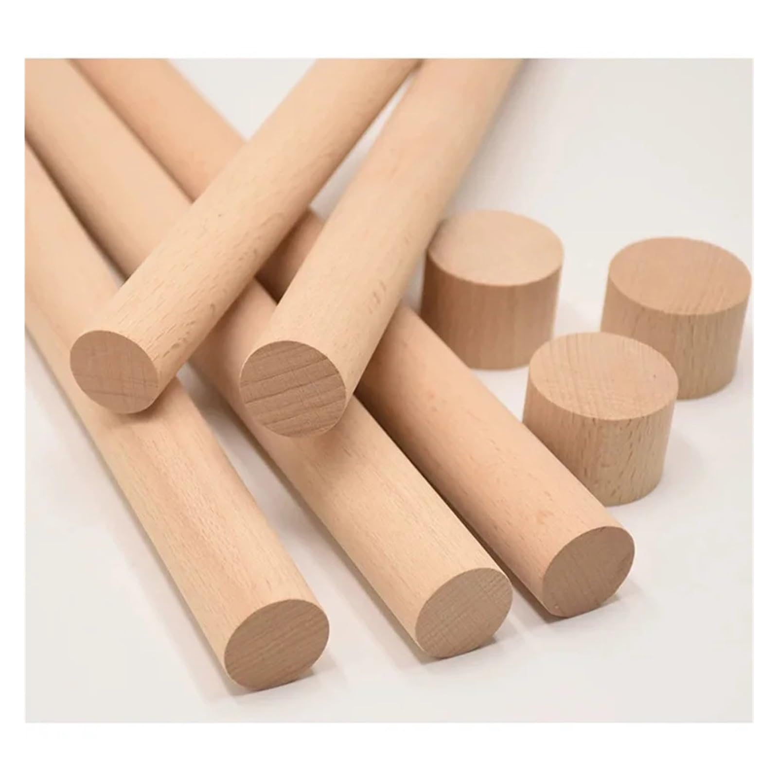 Batonnet En Bois 1/2/5/10Pcs Round Wooden Stick 400mm Long DIY Wood Handmade 10/12/14/16/18/20/22/25/28//30/35/40/45/50/60mm Diameter Woodworking(10pcs 400mm,50mm)