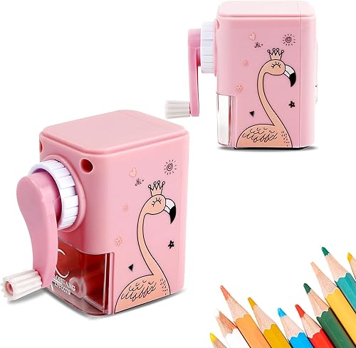Sacapuntas manual de dibujos animados, manivela de colores, sacapuntas con hoja helicoidal más fuerte para varios lápices, herramienta de
