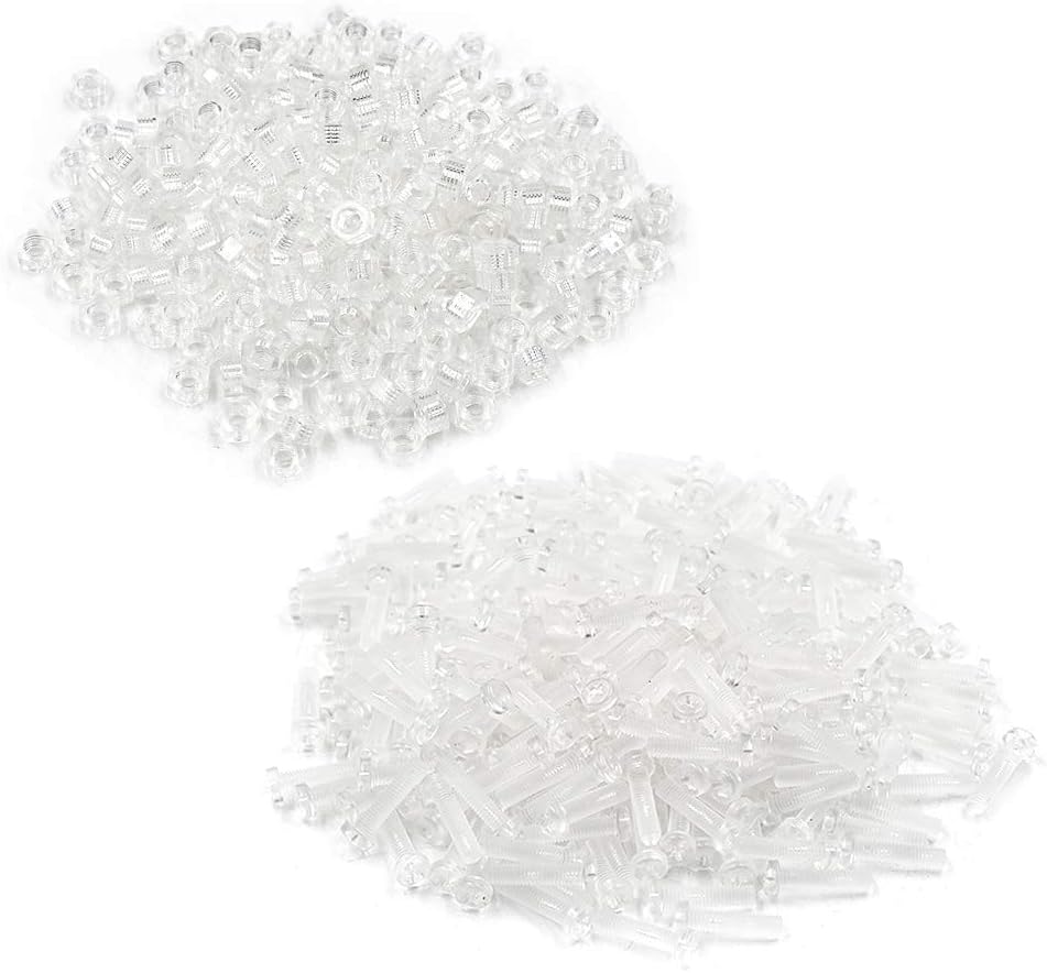 200Pair Acrylic Plastic Screws and Hex Nut Bolt Kit Hardware Transparent (M5x20mm)