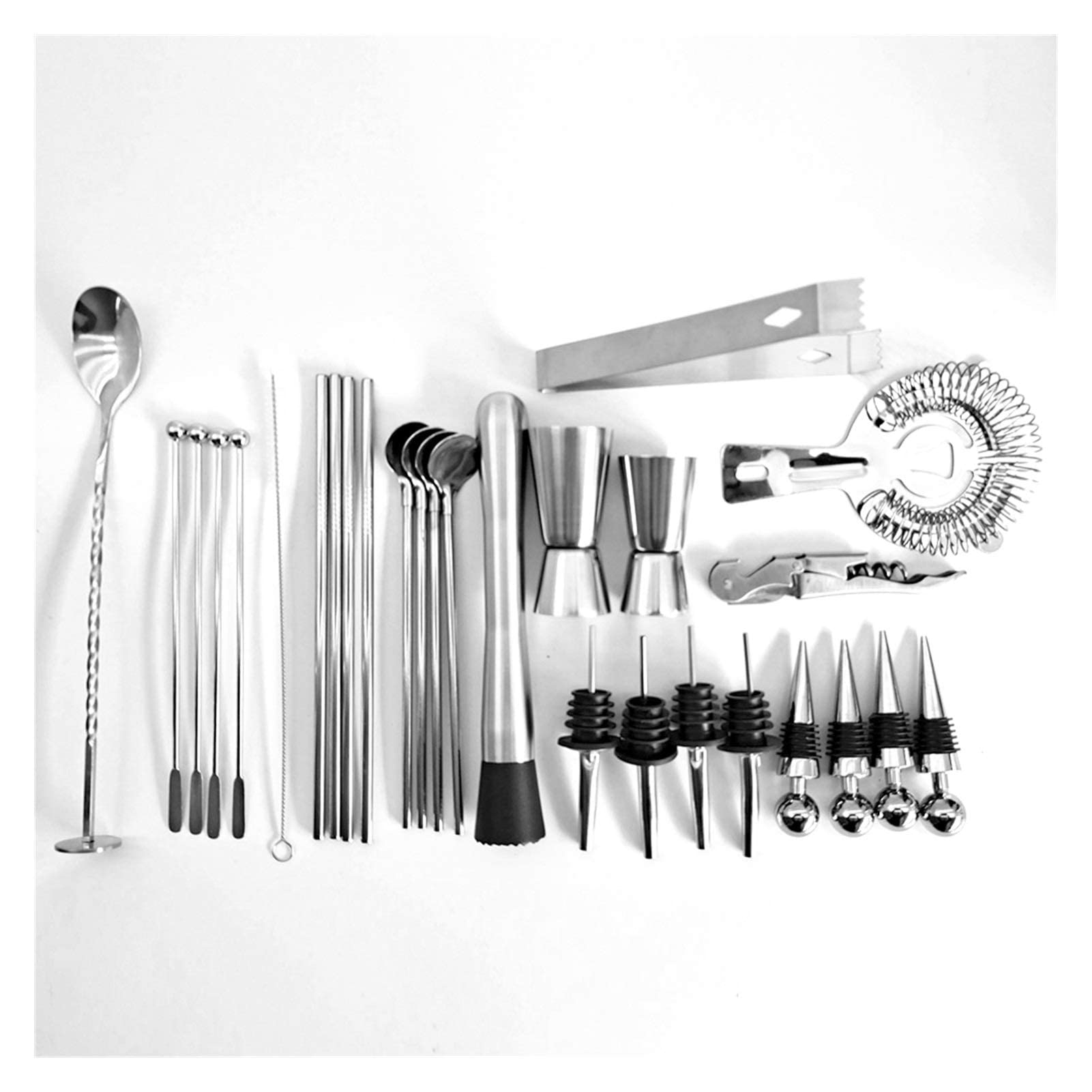 Coctelera 30Pcs Bar Cóctel Set Boston Shaker Kit para Hacer Bebidas Mezclador de Acero Inoxidable Hacer Regalo 750 600Ml Cóctel Coctelera Cuchara de cóctel