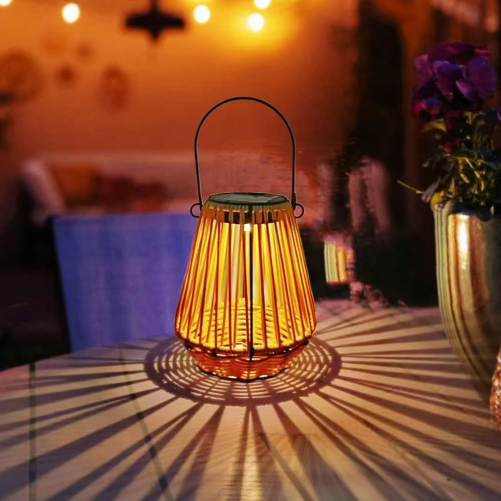 Lámpara colgante de ratán decorativa solar LED para jardín, multifunción para exteriores
