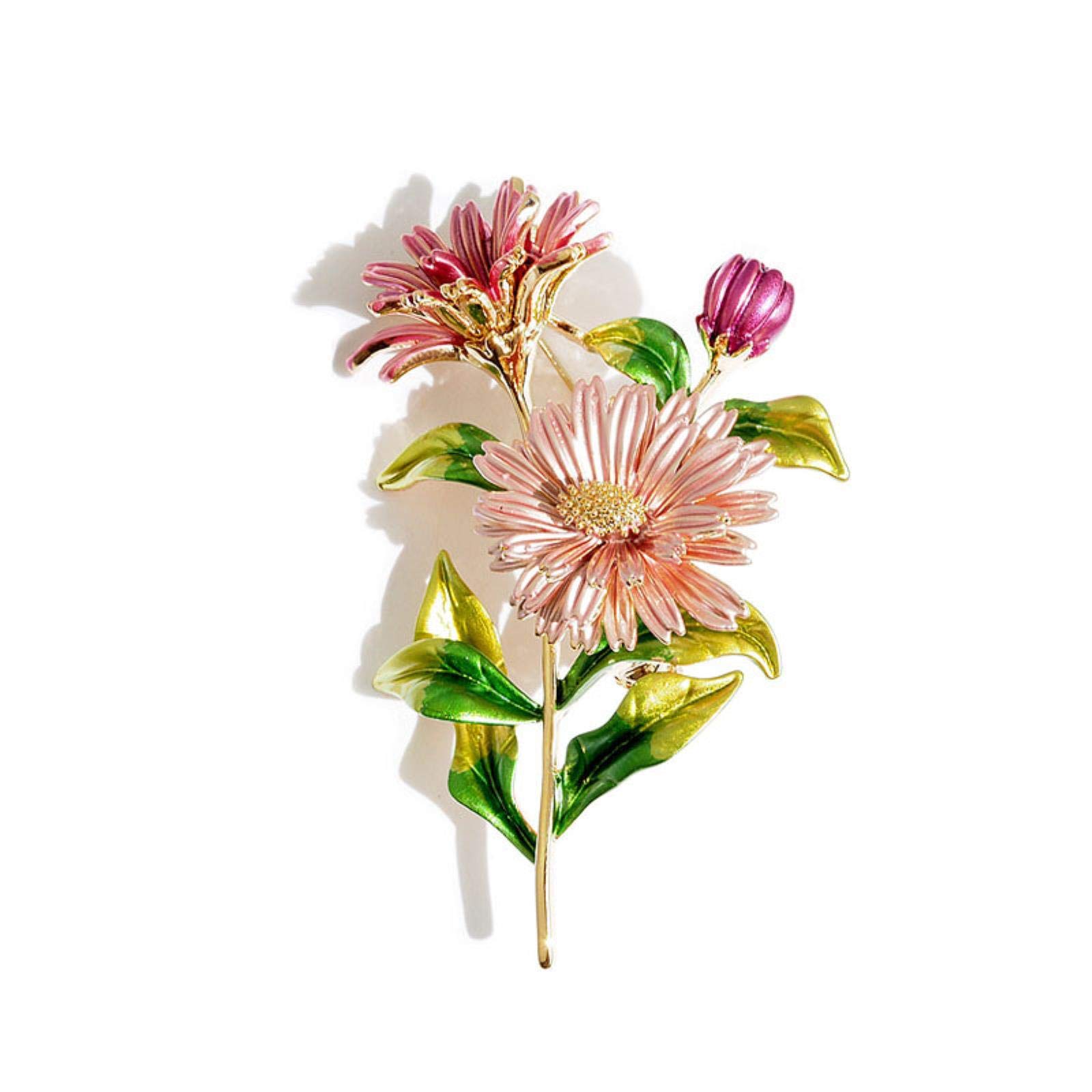Broches Elegantes con Forma de Flor, Estilo Vintage, con Esmalte de peonía, para Mujer, joyería de Moda, broches para Banquetes.