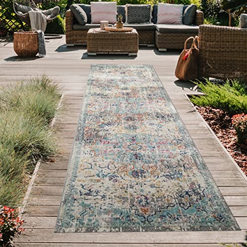 Teppich-Traum LÄUFER Brücken-Orientteppich In- & Outdoor Vintagestyle bunt Größe 80 x 300 cm