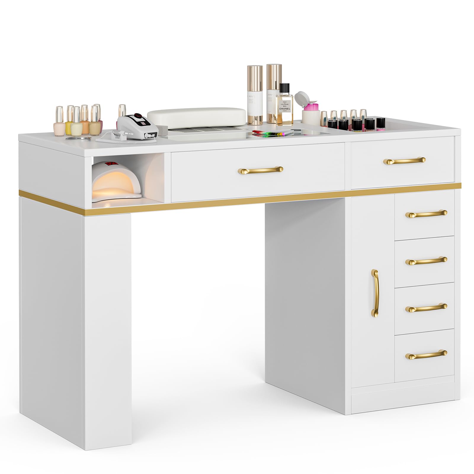 Amazon.com: Paddie Manicure Table with Dust Collector, Glass