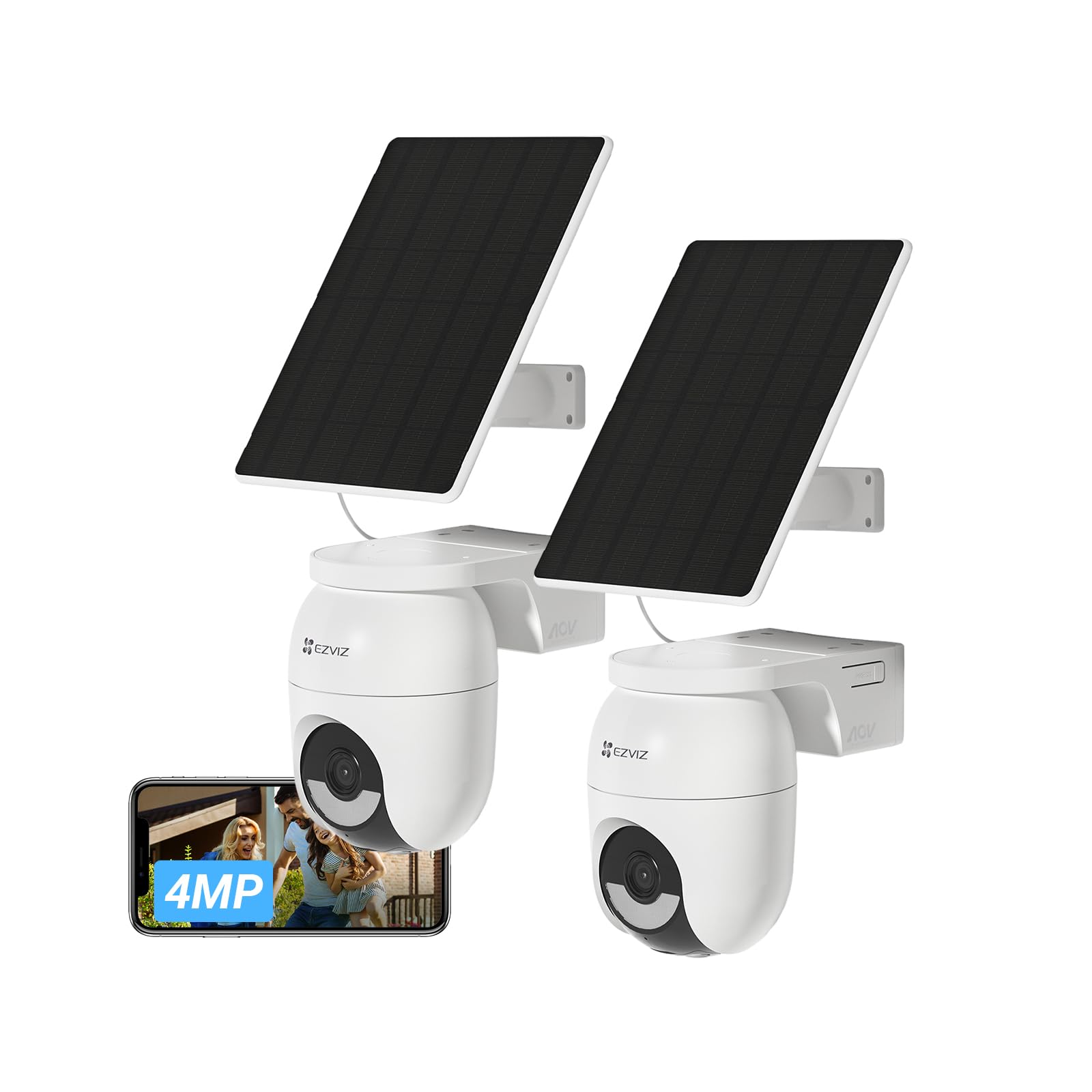 EZVIZ 2PK Cámaras de Vigilancia WiFi 4MP, AOV 360° con BaterÃa de 5200mAh, Detección Humana/Vehicular, Visión Nocturna a Color, Defensa Activa, CB8 Lite + Panel Solar 5W, sin Tarjeta SD