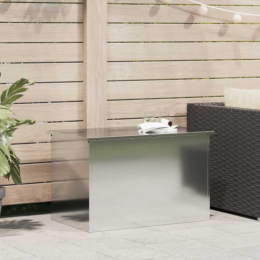Contenitore esterno argento 80 x 50,5 x 50 cm, in acciaio zincato, resistente alle intemperie, per giardino, terrazza, organizzazione all'aperto, 14,1 kg