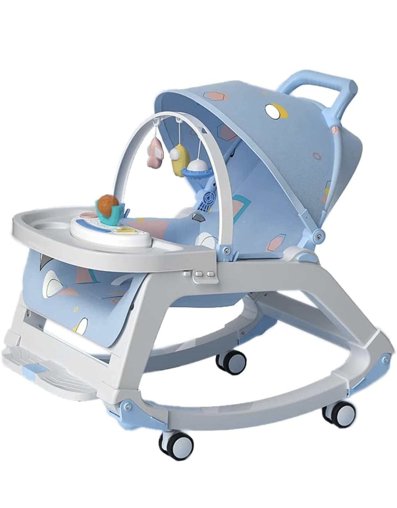 Richtots Premium 5in1 Baby Rocker and Booster Seat for Babies | Rocking Chair for Kids with Multi Position Recline, Hanging Toys & Music | Baby Dining Seat for 0 to 2 Years Boys Girls (Blue)-image-11
