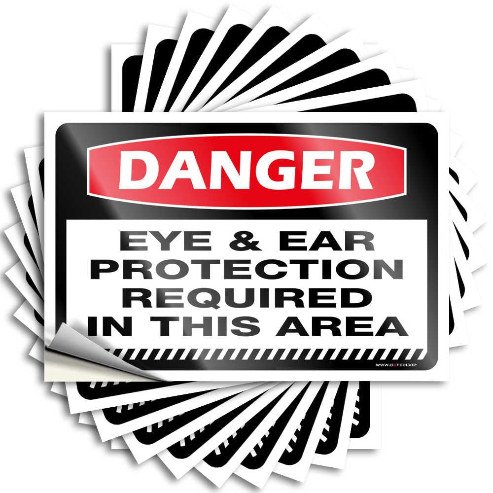 Funny Sticker for Eyes and Ears, Requires Protection for Hazard in This Area, 10 Pcs Car Prank Bumper Stickers (12 x 18 cm)