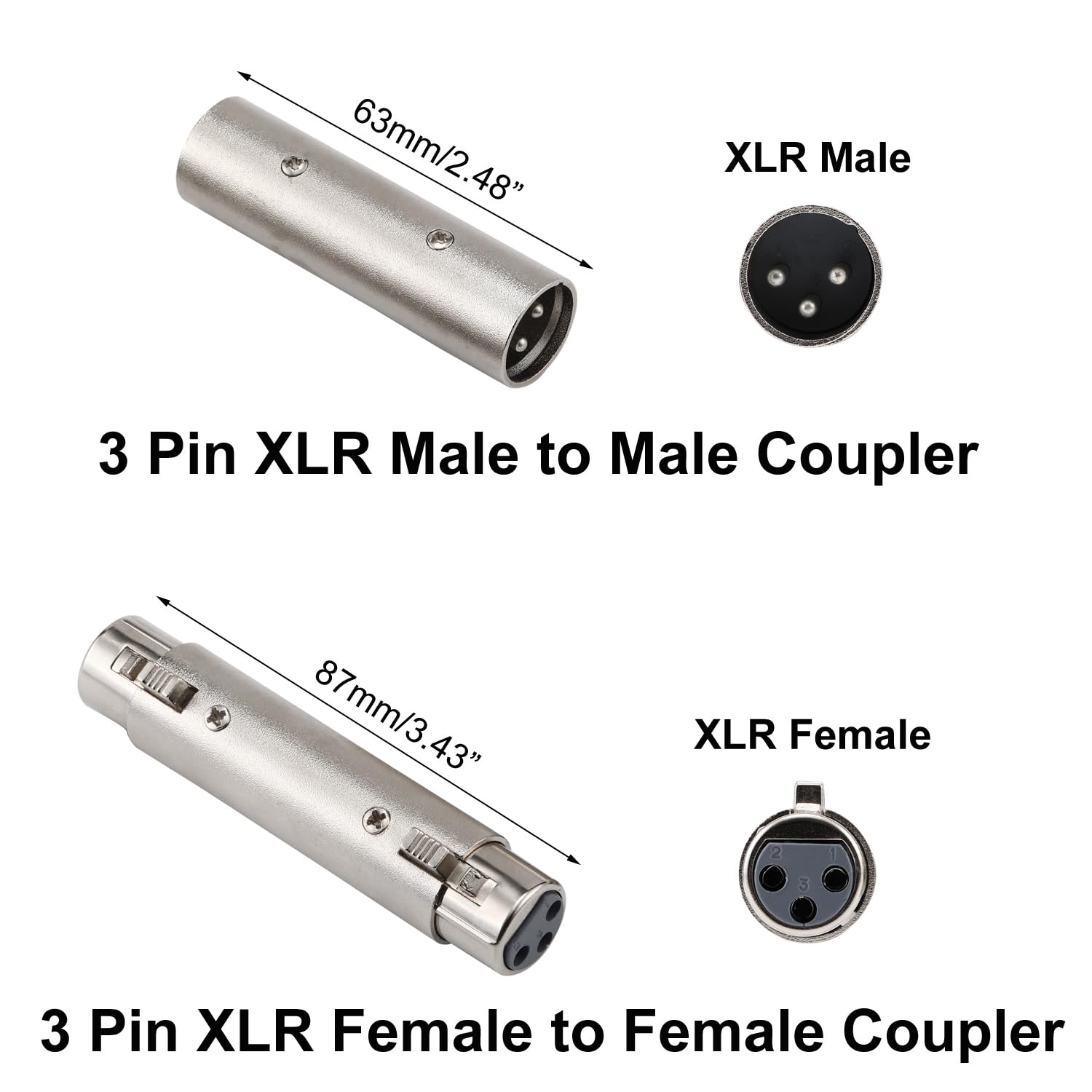Adattatore XLR a XLR 4 Pezzi maschio/femmina 3 pin per microfono mixer