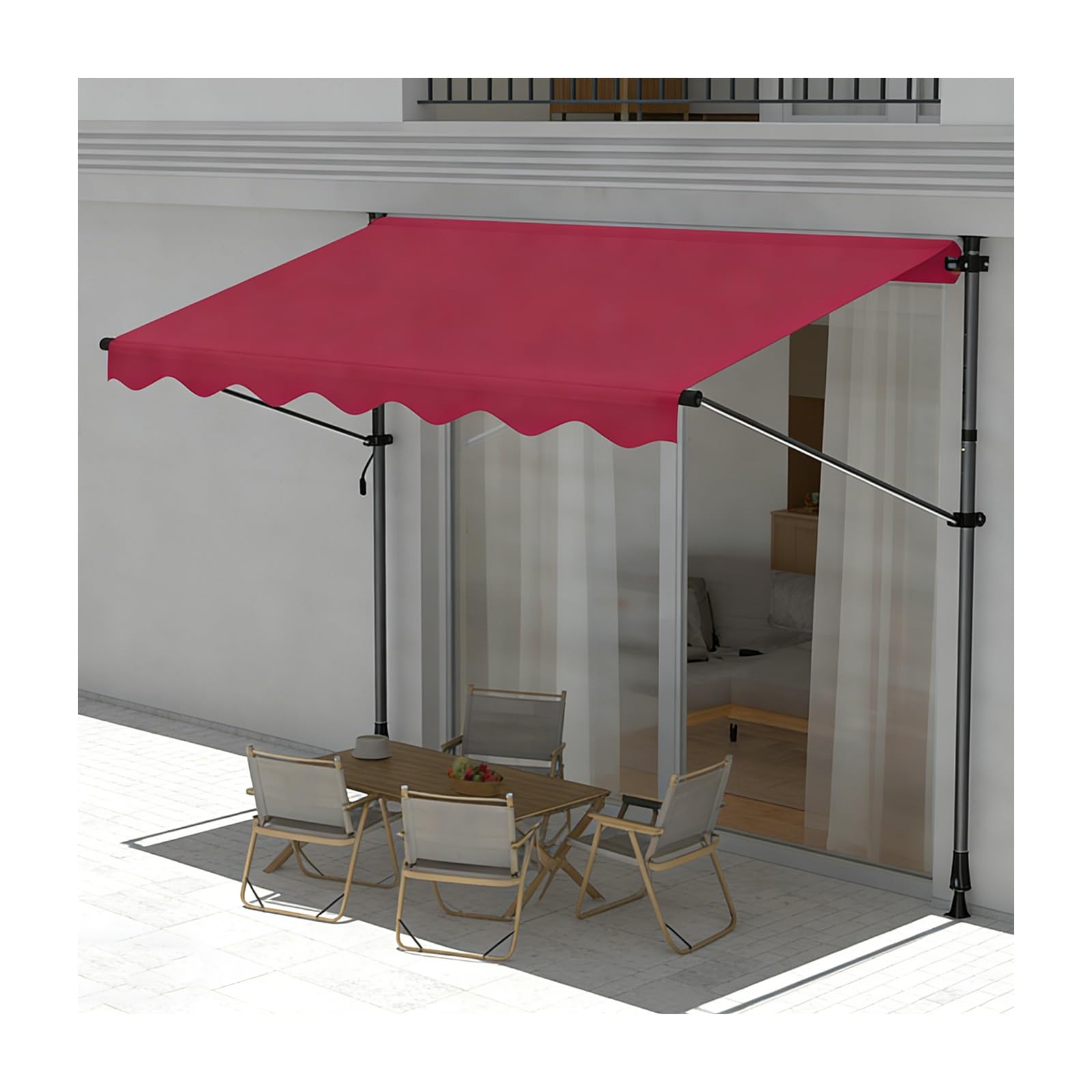 LWJSOCP Manual Retractable ning for Door & Patio Entrance - Bury 250CM/98.4in Easy Crank Handle Perfect for Backyards & Balconies UV Protect & Weather Resistant