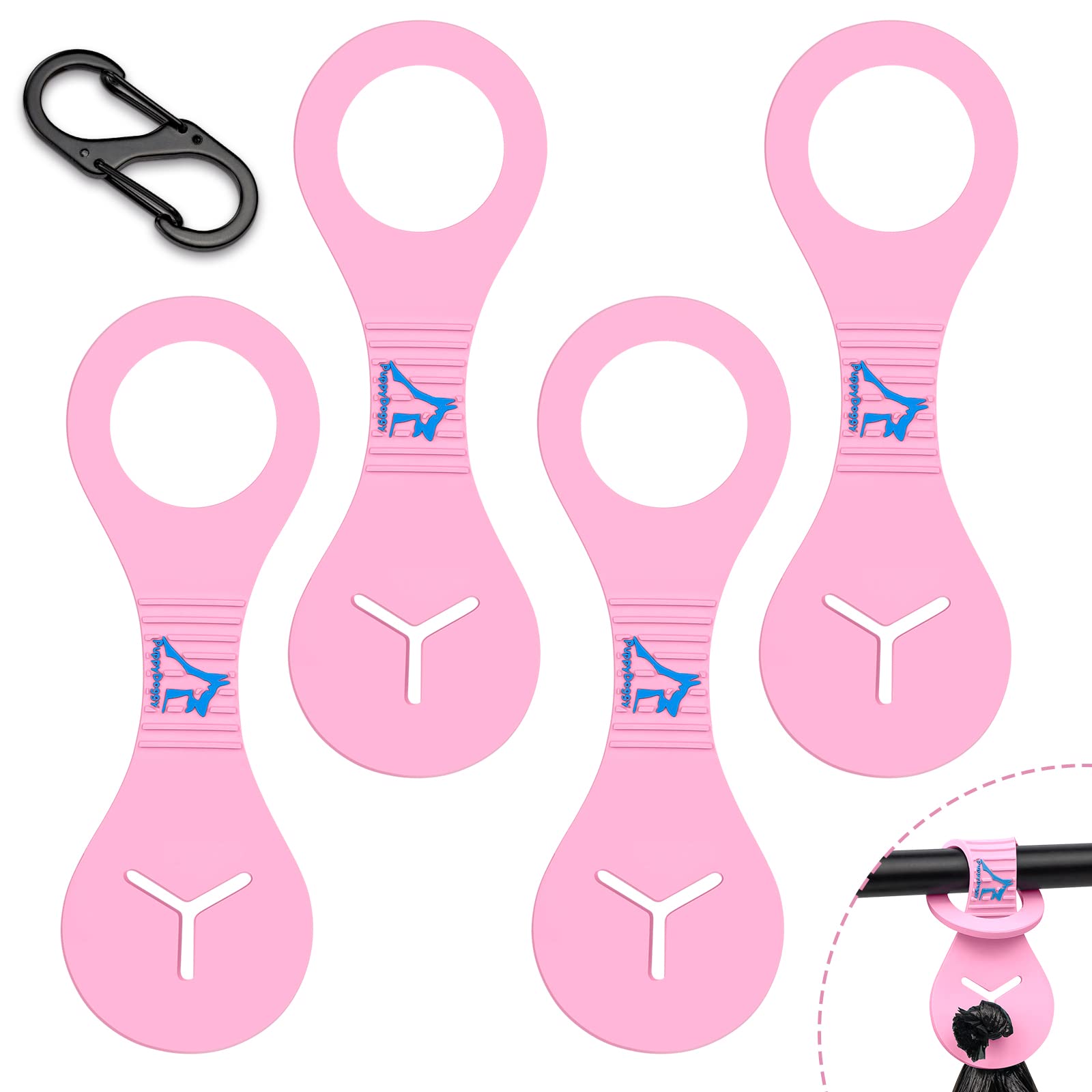 Dog Poop Bag Holder for Leash Waste Bag Carrier Dog Poop Bag Dispenser for Walking Running Bicycle Accessory 4 pieces (Pink)