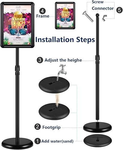 Miniatura 9 de Soporte para letreros, paquete de 2 soportes ajustables para letreros con base, 8.5 x 11 pulgadas, letrero de vista vertical y horizontal, marco