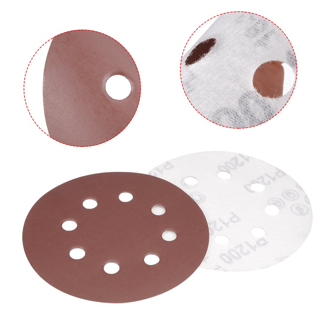 10Pcs 5 Inch 8 Hole Hook and Loop Sanding Disc 1200 Grit Flocking Sandpaper Random Orbital Sander Paper