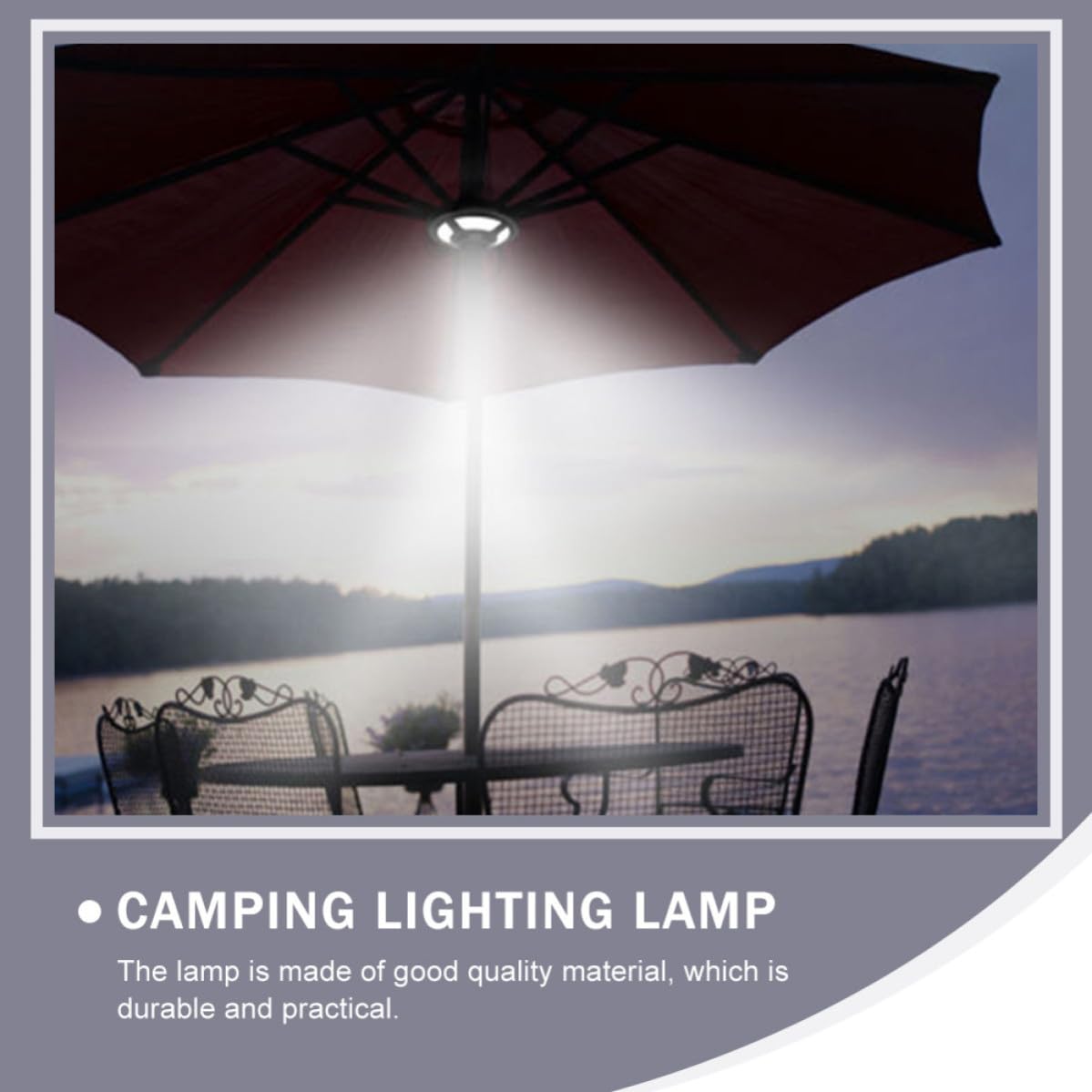 LED Schirmlampe für Camping im Freien, Schwarz aus Abs
