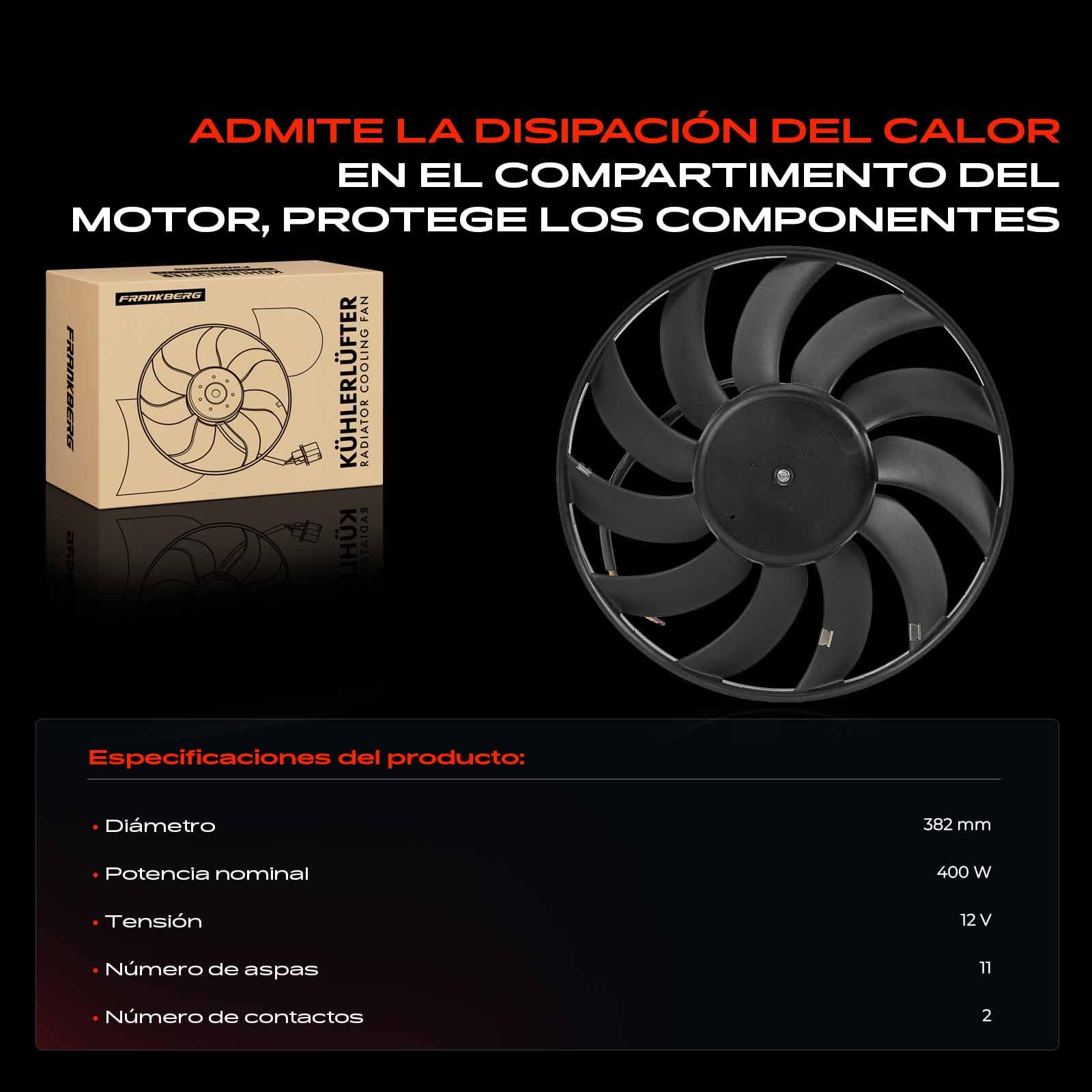 Frankberg Ventilador del radiador Rueda del ventilador Radiador de agua