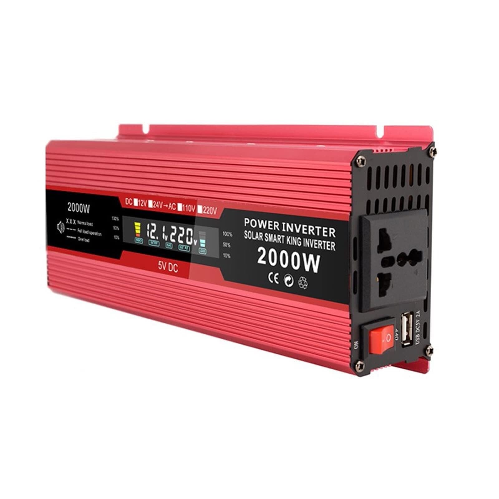 PWANUIGTE Pure Sine Wave Inverter 12v/220v 24v/220V 12v/110V Solar DC to AC Peak 2000W Portable Power Converter(12v-110v)