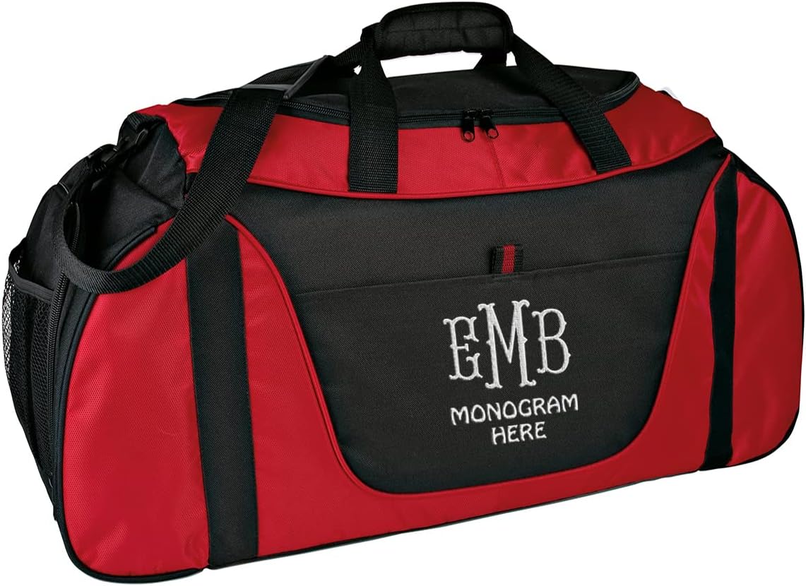 Custom Sport Duffel Bags for Men, Women, Medium Two-Tone, Royal - Your Name - Personalized Weekender Bag for Gym, Overnight, Travel